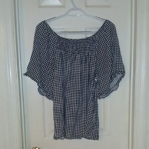 Women's Blue and White Gingham Top